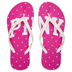 Victoria's Secret PINK flip Flop Sandals NEW! PINK WHITE SIZE 10 LARGE